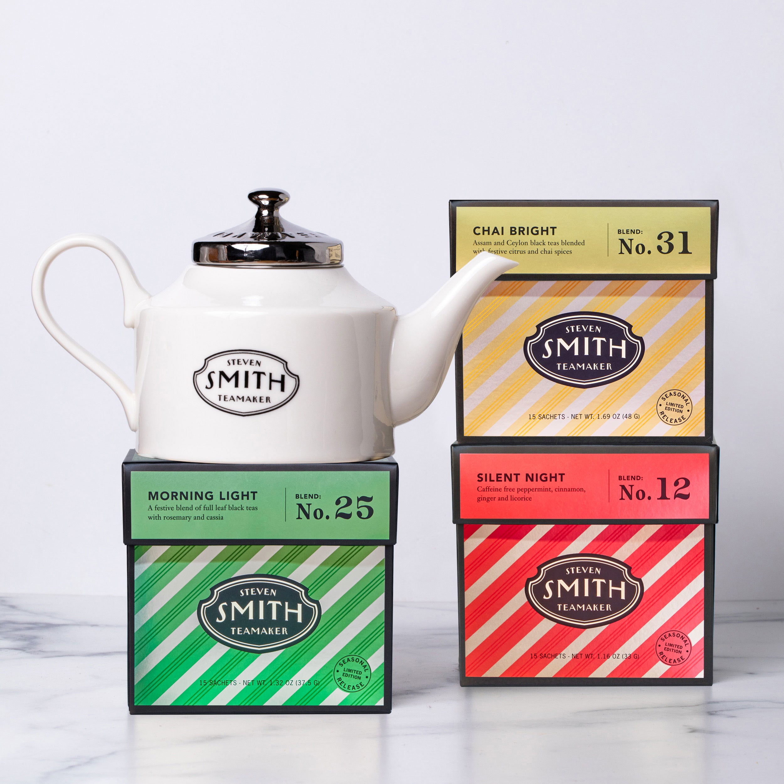 Holiday Carton Trio with Teapot
